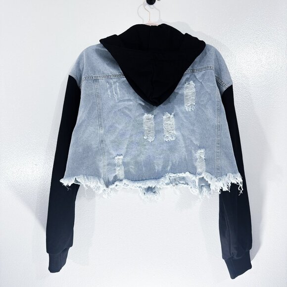 NWOT VICI Dance & Marvel Maxed Out Denim Contrast Removable Hooded Jacket Size M - Picture 2 of 9